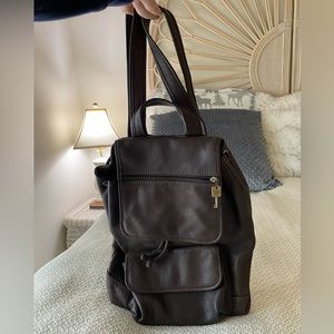 Fossil Brown Leather Backpack